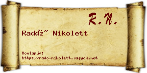 Radó Nikolett névjegykártya
